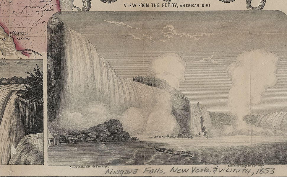 1853 Map of Niagara Falls New York and Vicinity