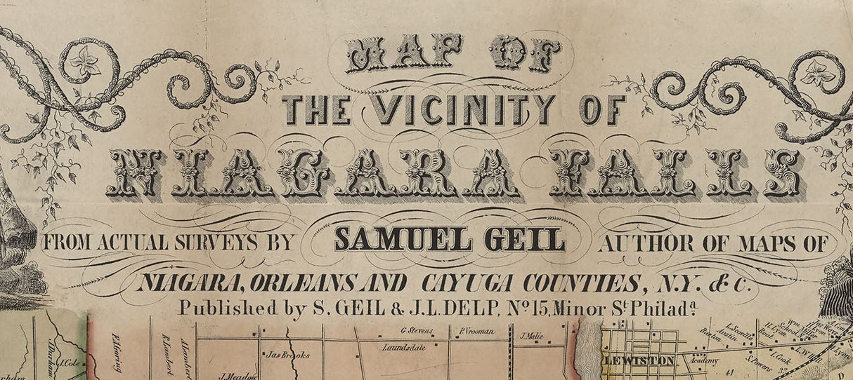 1853 Map of Niagara Falls New York and Vicinity