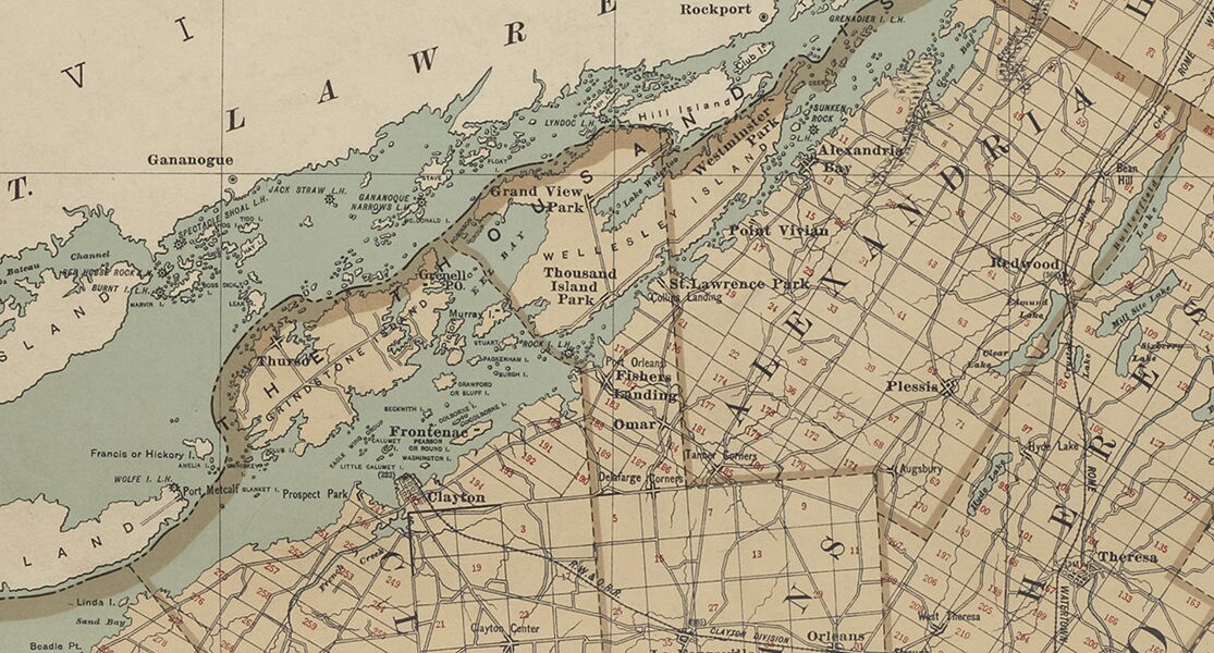 1895 Map of Jefferson and Western St Lawrence County New York