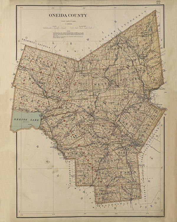 1895 Map of Oneida County New York