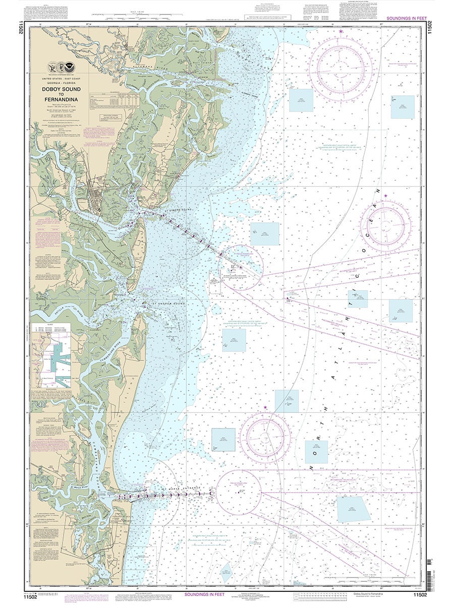 2013 Nautical Map of Doboy Sound to Fernadina and St Marys