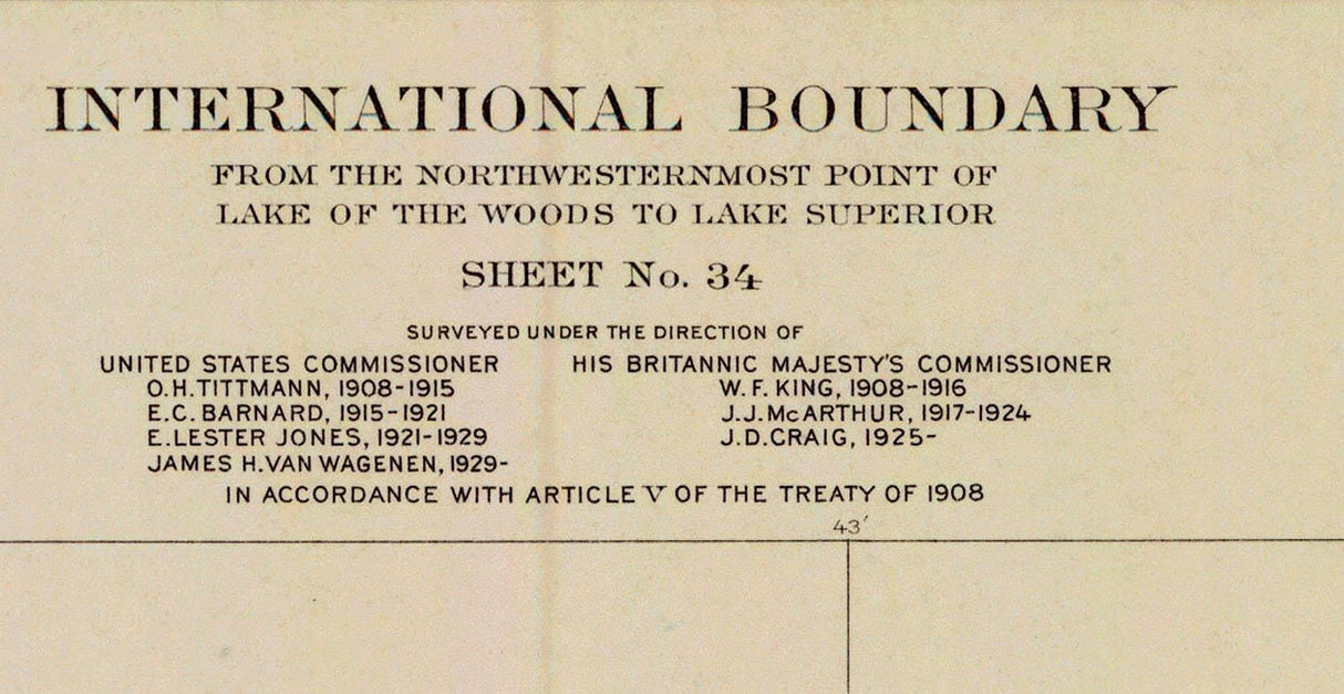 1929 Map of Lake of The Woods to Lake Superior International Boundary