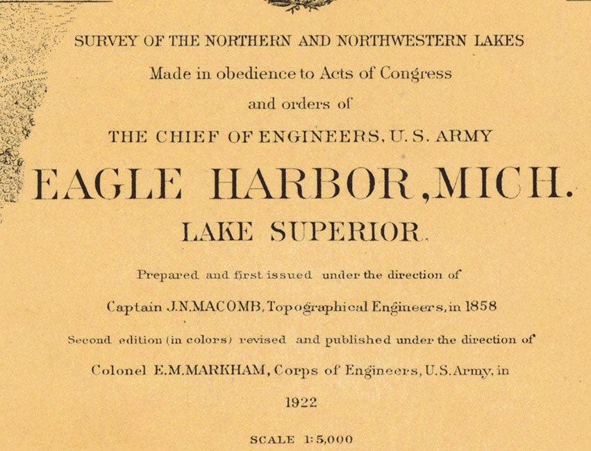 1922 Nautical Map of Eagle Harbor Michigan Lake Superior