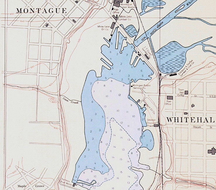 1938 Map of White Lake Michigan