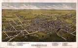 1882 Panoramic Map of Somerville New Jersey