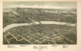 1896 Panoramic Map of Oil City Pennsylvania