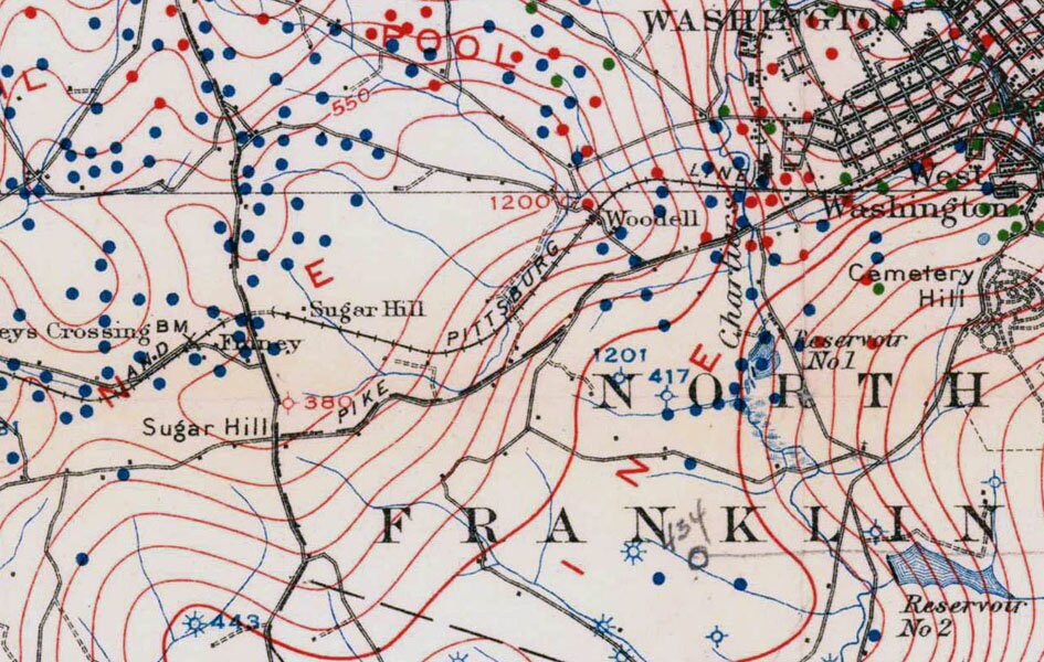 1907 Oil & Gas Well Map Claysville Quadrangle Washington County Pa