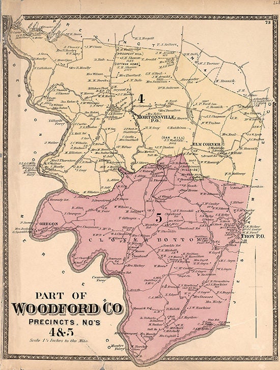 1877 Map of Middle Woodford County Kentucky