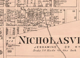 1877 Map of Nicholasville Jessamine County Kentucky