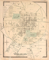 1877 Map of Versailles Woodford County Kentucky