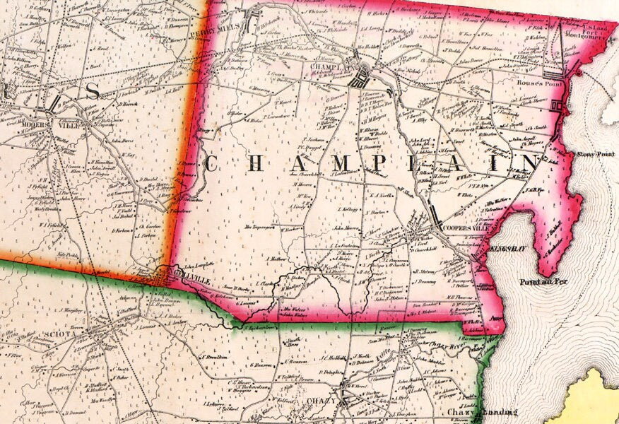 1856 Map of Clinton County New York