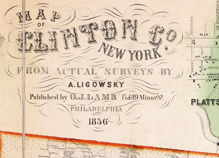 1856 Map of Clinton County New York