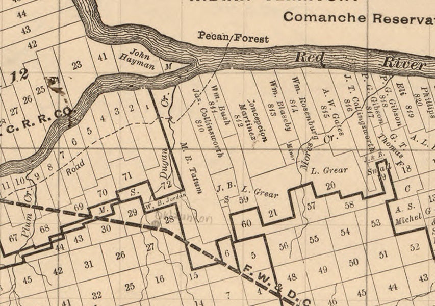 1887 Farm Line Map of Wilbarger County Texas