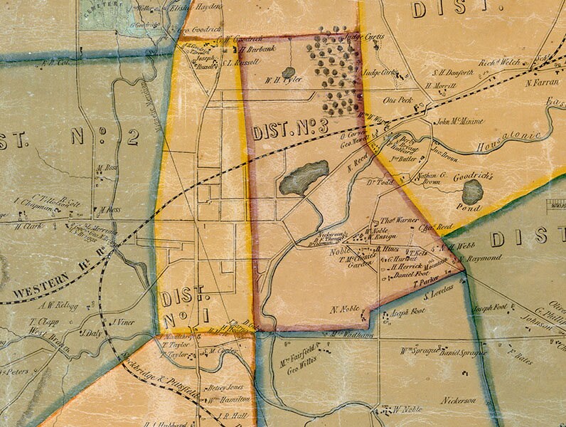 1855 Map of Pittsfield Berkshire County Massachusetts