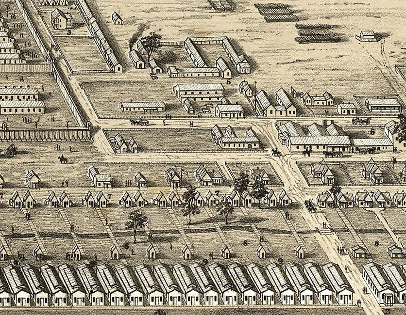 1860 Panoramic Map of Camp Chase Near Columbus Ohio