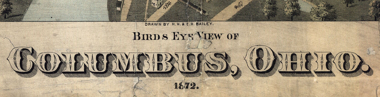 1872 Panoramic Map of Columbus Ohio