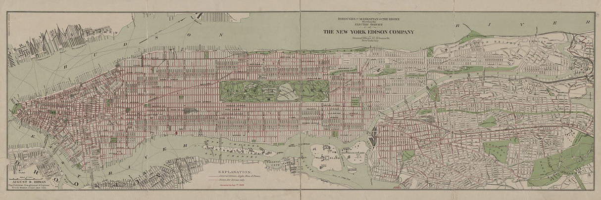 1904 Map of Manhattan and Bronx New York