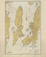 1931 Nautical Map of Newport Harbor and Narragansett Bay Rhode Island