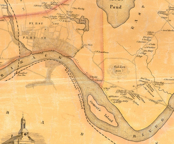 1851 Map of Haverhill Essex County Massachusetts