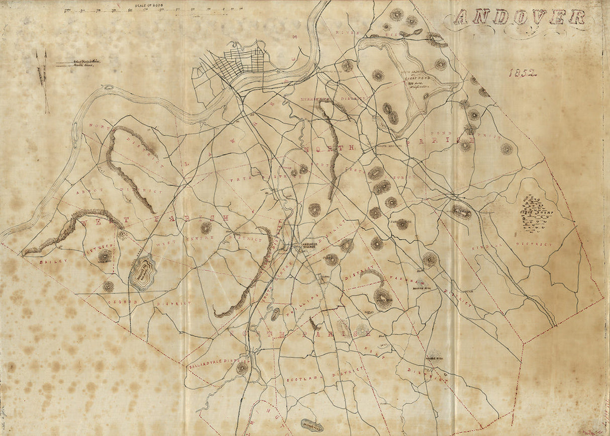 1852 Map of Andover Massachusetts