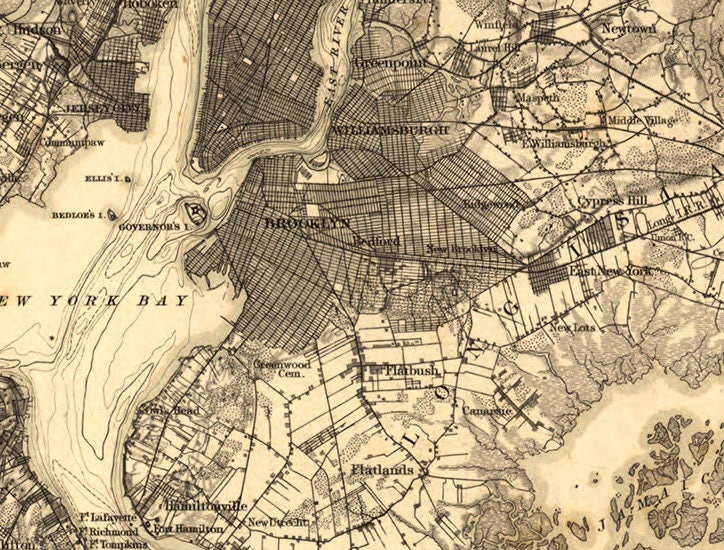 1860 Map of New York City and Environs