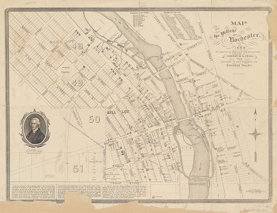 1856 Map of the Village of Rochester New York in 1820