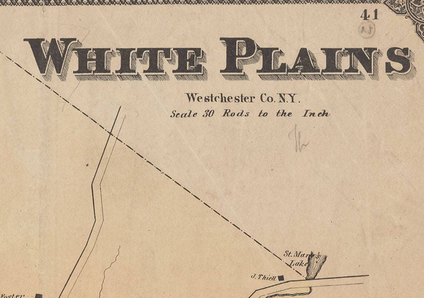 1868 Map of White Plains Westchester County New York