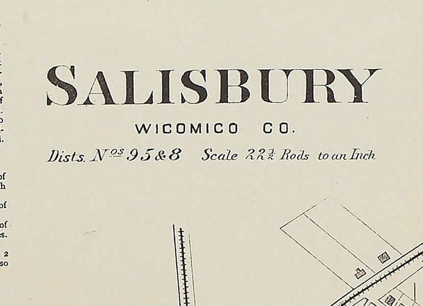 1877 Map of Salisbury Wicomico County Maryland