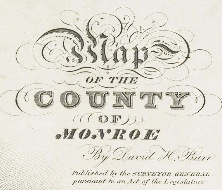 1829 Map of Monroe County New York