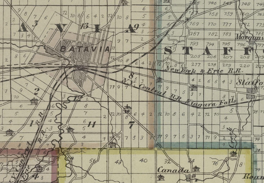 1876 Map of Genesee County New York