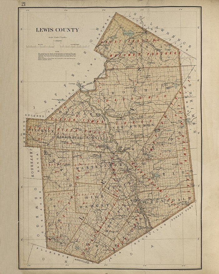 1895 Map of Lewis County New York