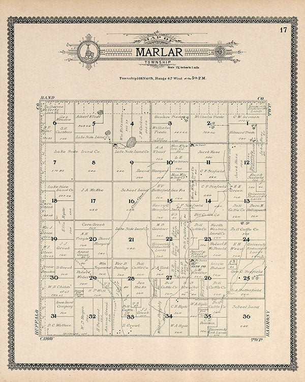 1909 Map of Marlar Township Jerauld County South Dakota