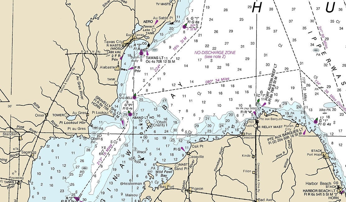 2016 Nautical Map of Lake Huron