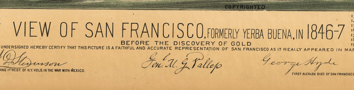 1847 Panoramic Map of San Francisco California