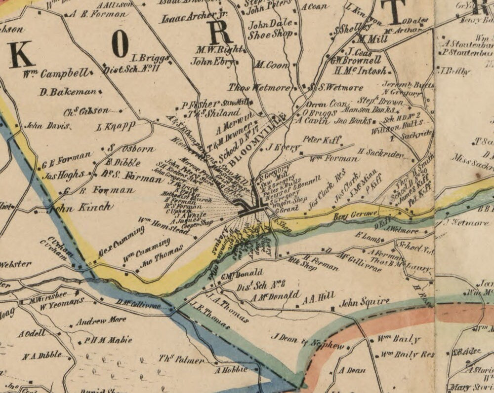 1856 Map of Delaware County New York