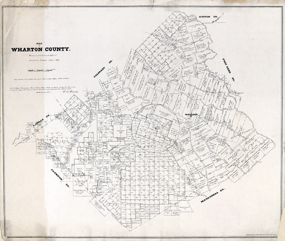 1880 Map of Wharton County Texas