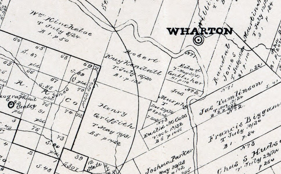 1880 Map of Wharton County Texas