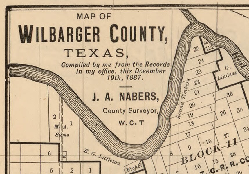 1887 Farm Line Map of Wilbarger County Texas