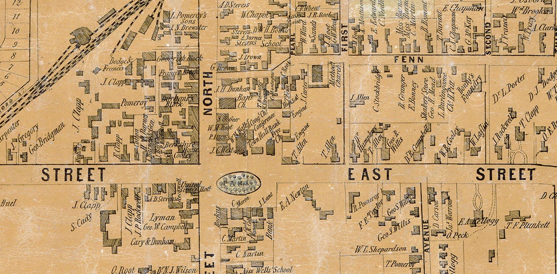 1855 Map of Pittsfield Berkshire County Massachusetts