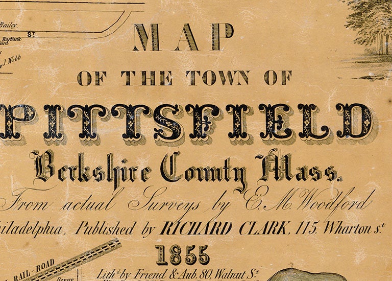 1855 Map of Pittsfield Berkshire County Massachusetts