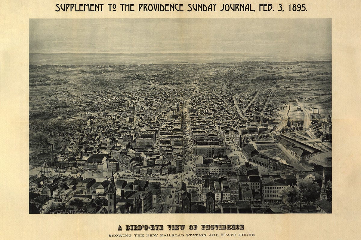 1895 Panoramic Map of Providence Rhode Island