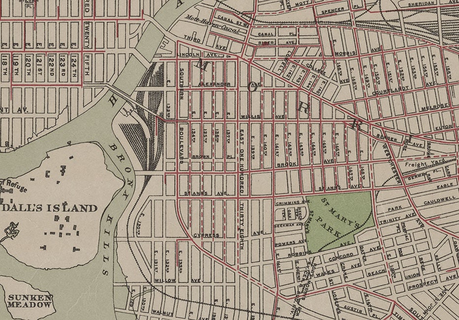 1904 Map of Manhattan and Bronx New York
