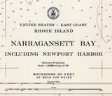 1966 Nautical Map of Newport Harbor Narragansett Bay Rhode Island