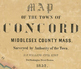 1852 Map of Concord Middlesex County Massachusetts