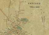 1852 Map of Concord Middlesex County Massachusetts