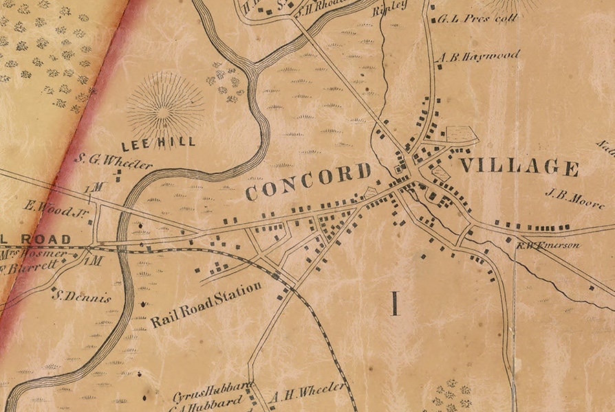 1852 Map of Concord Middlesex County Massachusetts