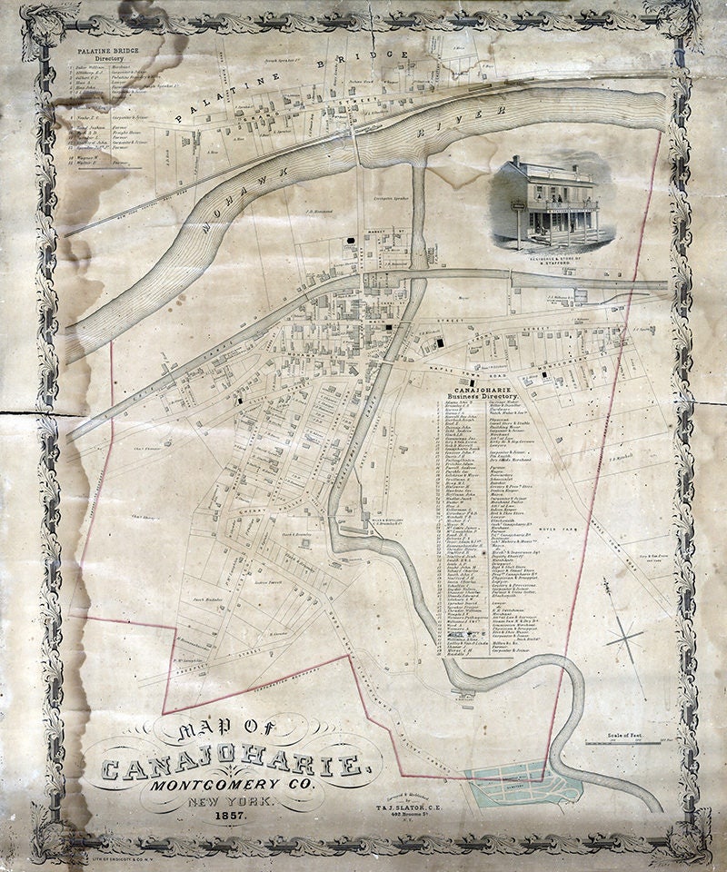 1857 Map of Canajoharie Montgomery County New York