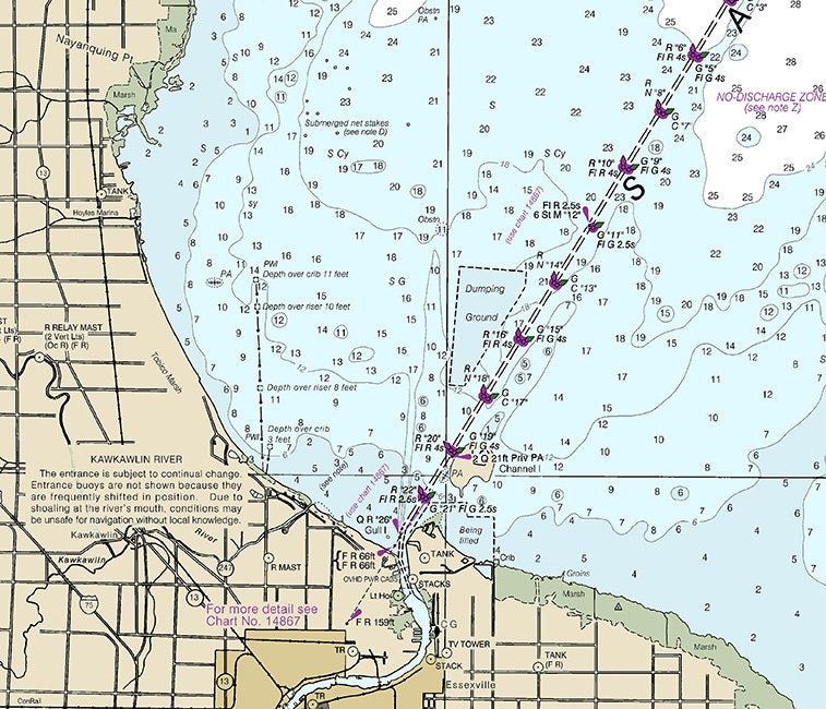 2014 Nautical Map of Saginaw Bay Lake Huron Michigan