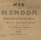 1831 Map of Mendon Massachusetts