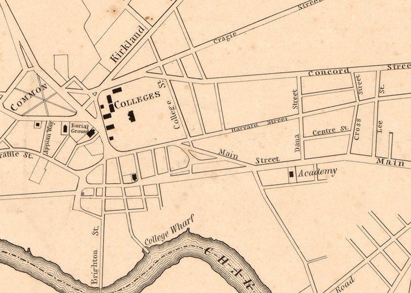 1838 Map of Cambridge Massachusetts